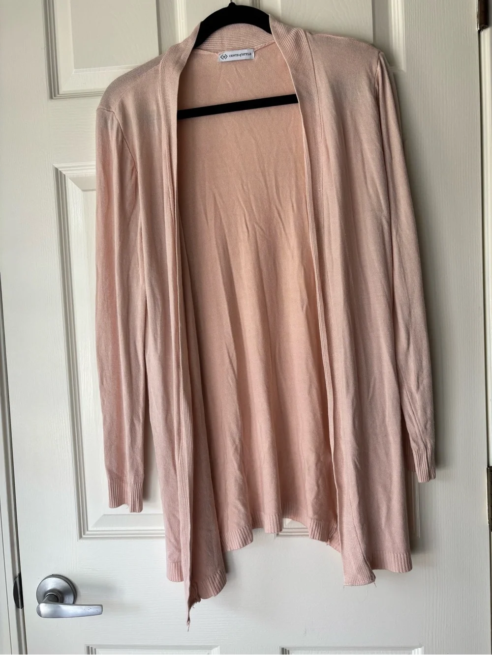 Blush Pink Open-Front Cardigan